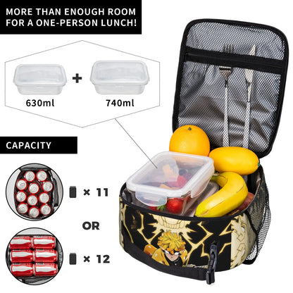 1 Piece Portable Lunch Container Lightning Warrior  Zipper Closure Durable Pocket Demon Slayer  For Lunch Lunch Box Bag