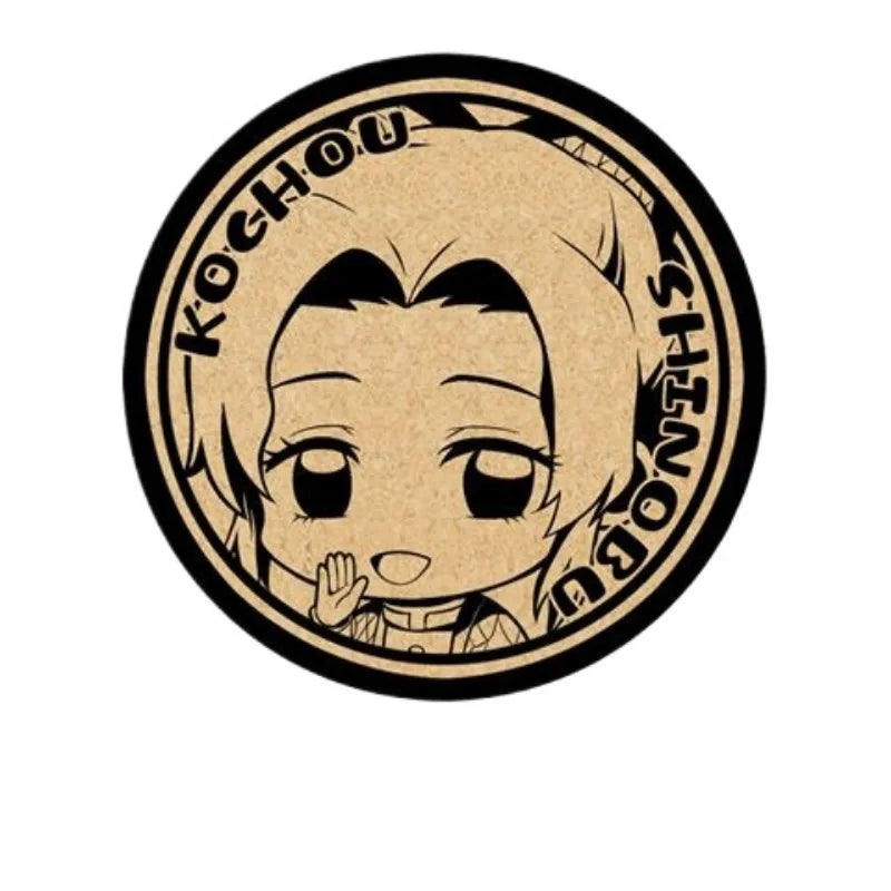 Demon Slayer Cork Coaster,Tanjiro Nezuko Anime Drink Cup Mat, Non-slip Heat Resistant Wooden Pad, Creative Table Decor Gift, 1pc