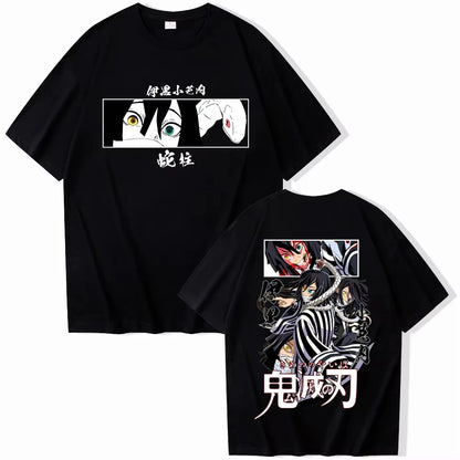 2026 Chinese New Year Anime Demon Killer Iguro Obanai T-shirt for Men and Women Harajuku Short Sleeved T-shirt Suitable for Fans