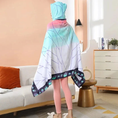 Demon Slayer Blanket Plaid Anime Kimetsu No Yaiba Cosplay Prop Tanjirou Custom Women Pajamas Shinobu Adult Bathrobe Shawl Gown