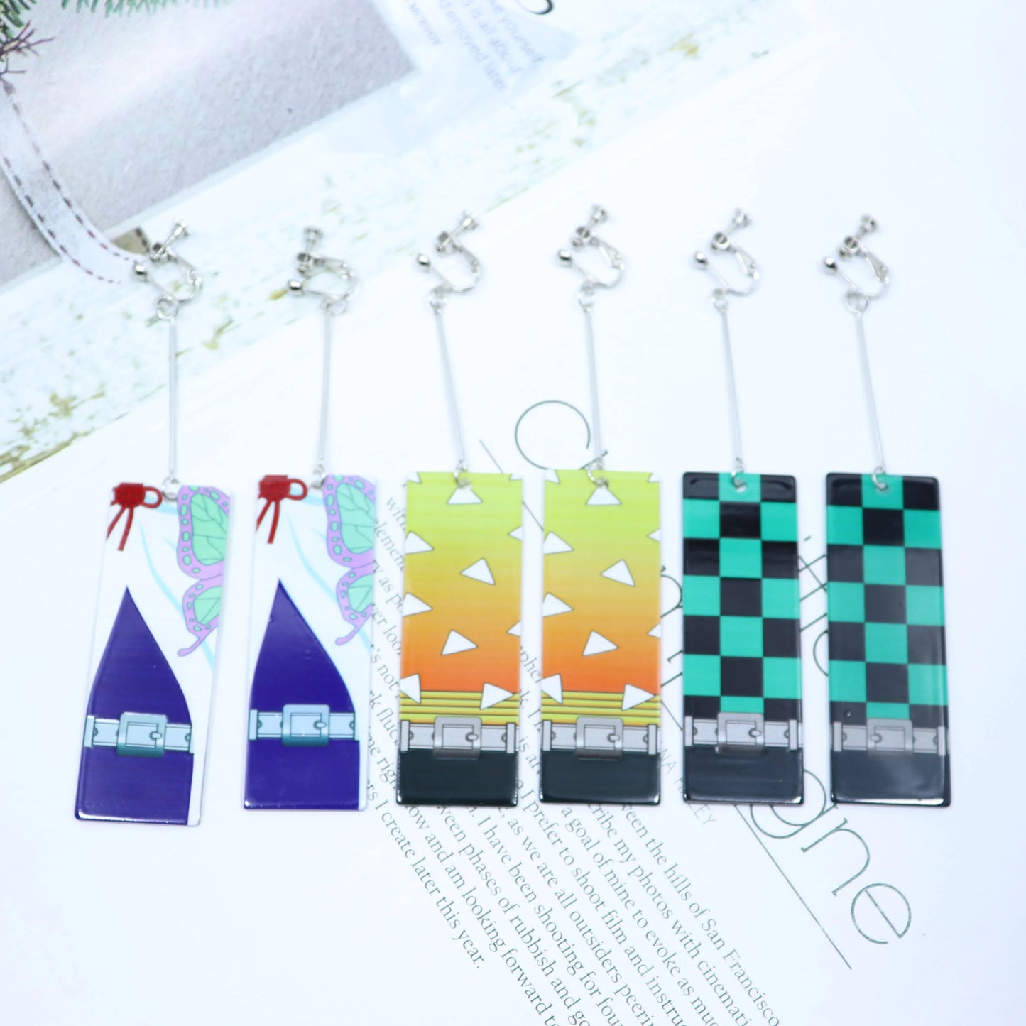 Creative Trinket Acrylic Tanjiro Earrings for Women Girl Accessories Handmade Hoop Earring Anime Jewelry earrings pendientes