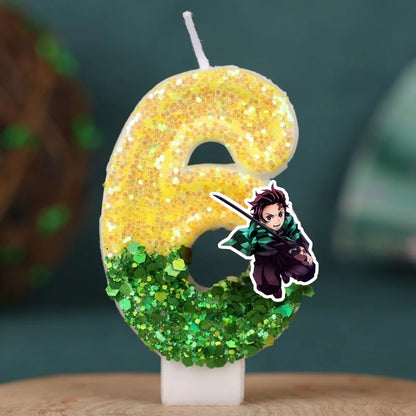 Demon Slayer Tanjirou Digital Candle Number 0-9 Kids Birthday Cake Decoration Supplies Cartoon Anime Party Accessories Supplies