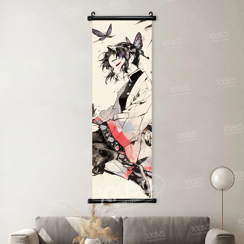 Demon Slayer Poster Home Decor Hashibira Inosuke Canvas Scrolls Picture Agatsuma Zenitsu Wall Art Kamado Nezuko Hanging Painting