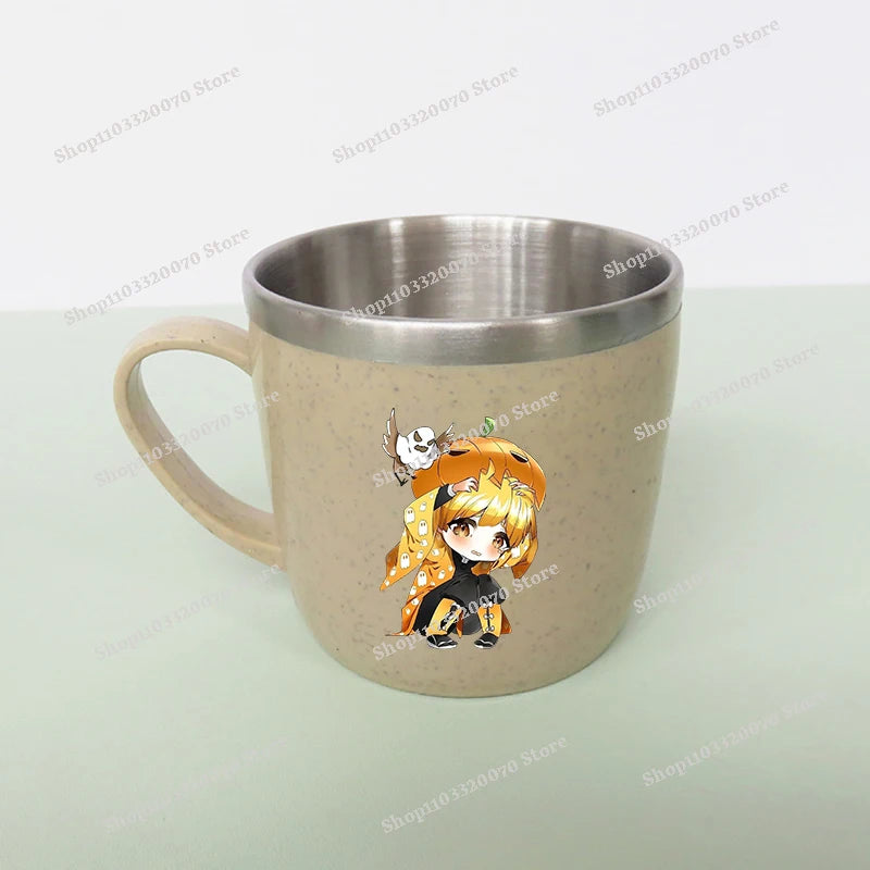 Demon Slayer Kimetsu No Yaiba Double Layer Anti-scalding Water Cup Anime 304 Stainless Steel Milk Mug Anti Drop Water Glass Gift