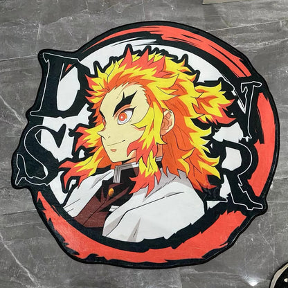 Demon Slayer Rengoku Kyoujurou Area Irregular Anime Manga Rugs Bedroom Home Deco Door Floor Anti-slip Bedside Kids Birthday Gift
