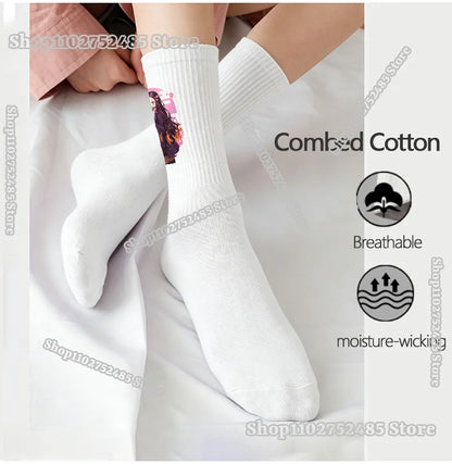 Anime Demon Slayer Socks-Cute Chibi Nezuko & Shinobu Crew Sock Soft Cotton Blend Unisex Casual Fashion Gift for Fans 5 Pairs Set