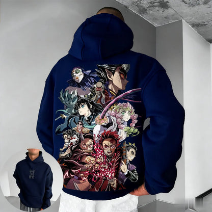Demon Slayer Muichiro Tokito Large Size Fleece Hoodie Loose New Autumn Winter Men's and Women's Parent-Child Versatile Jacket