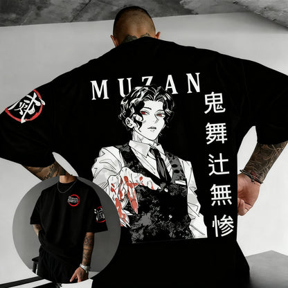 Muzan Demon Slayer Anime Printed T-shirt Men's and Women's T-shirt Men's Top Sports T-shirt Men's T-shirt Summer Tee 2026 New