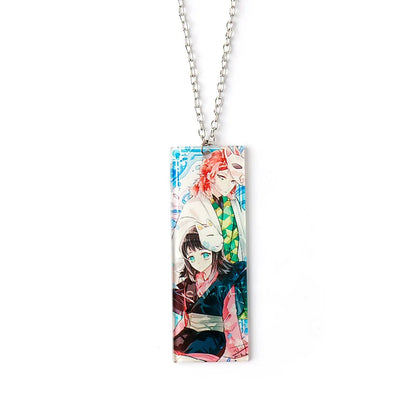 Japanese Anime Demon Slayer Necklace Kamado Tanjiro Pendant Acrylic Accessories Wholesale Cosplay Jewelry Gift for Fans