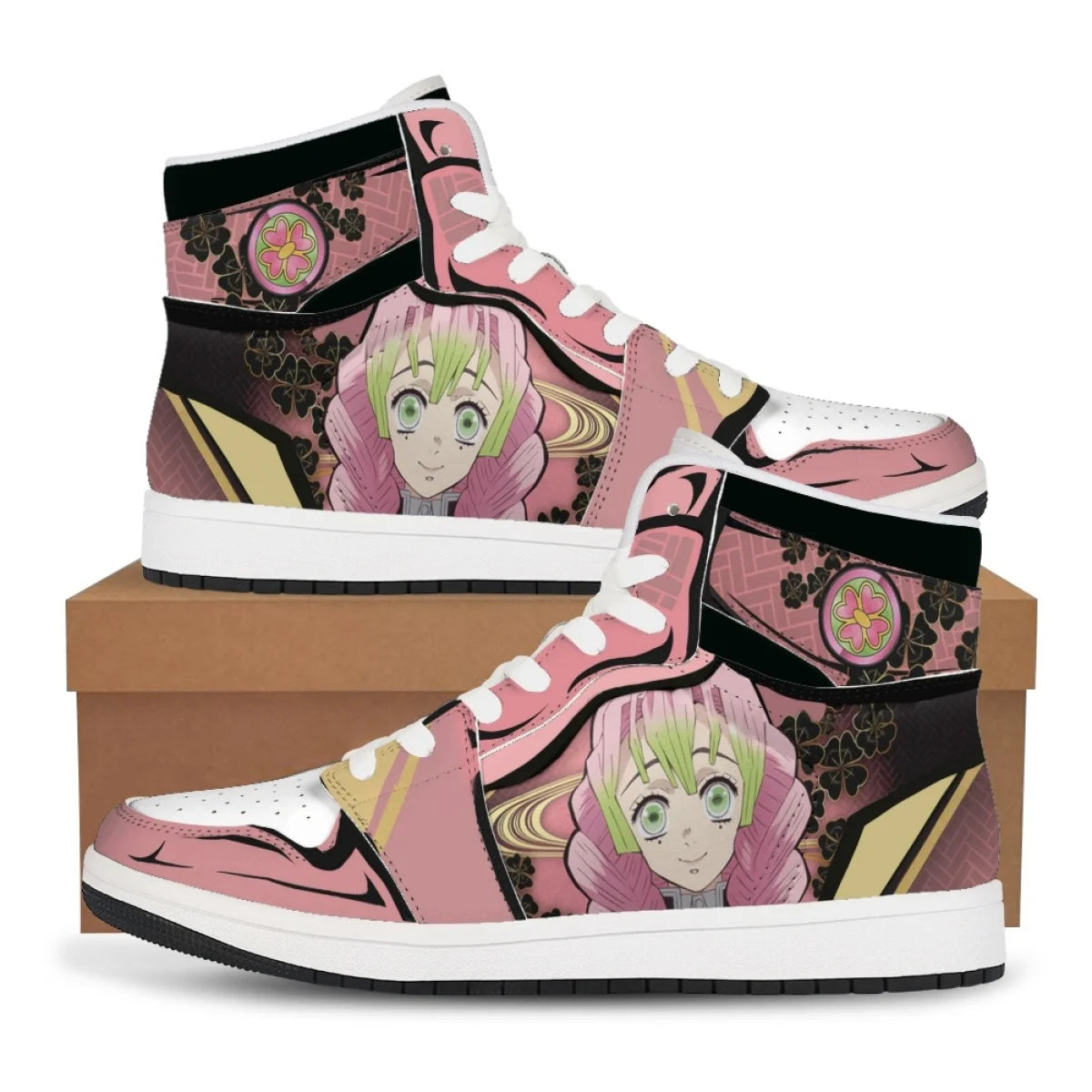 Anime Demon Slayer Sneakers Kochou Shinobu High-Top Sports Shoes Couples Cartoon Board Shoes Student Leisure Shoes Festival Gift