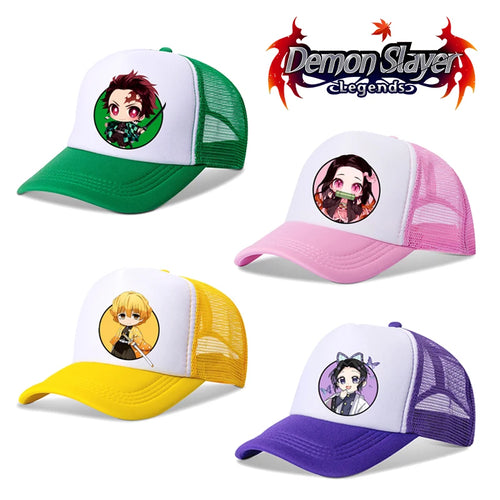 Demon Slayer Infinity Castle Baseball hat Kids Adults Anime Peaked Caps Cartoon Summer Breathable Mesh Hats Fashion Headwear