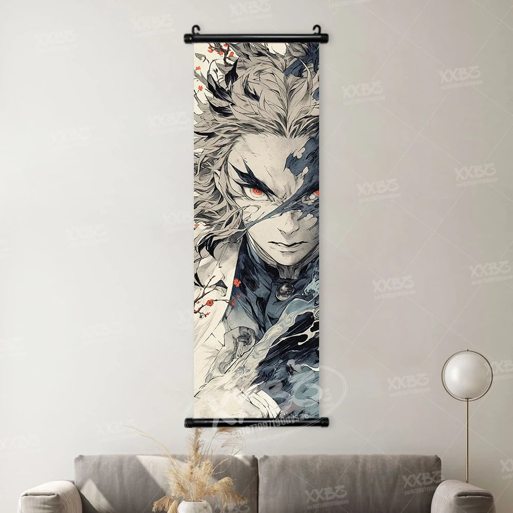 Demon Slayer Poster Home Decor Hashibira Inosuke Canvas Scrolls Picture Agatsuma Zenitsu Wall Art Kamado Nezuko Hanging Painting