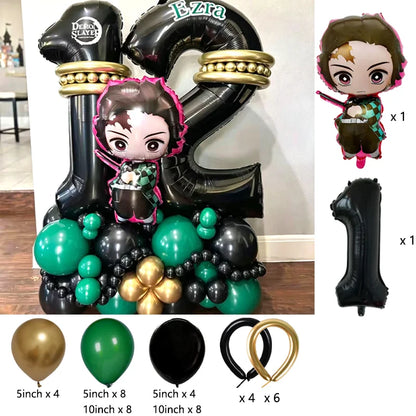 Premium Demon Slayer Theme Balloon Arch Garland Kit Anime Balloon Chain Set Birthday Party Baby Shower Decor