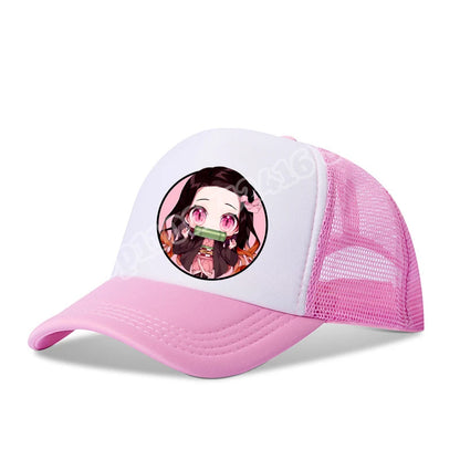 Demon Slayer Infinity Castle Baseball hat Kids Adults Anime Peaked Caps Cartoon Summer Breathable Mesh Hats Fashion Headwear