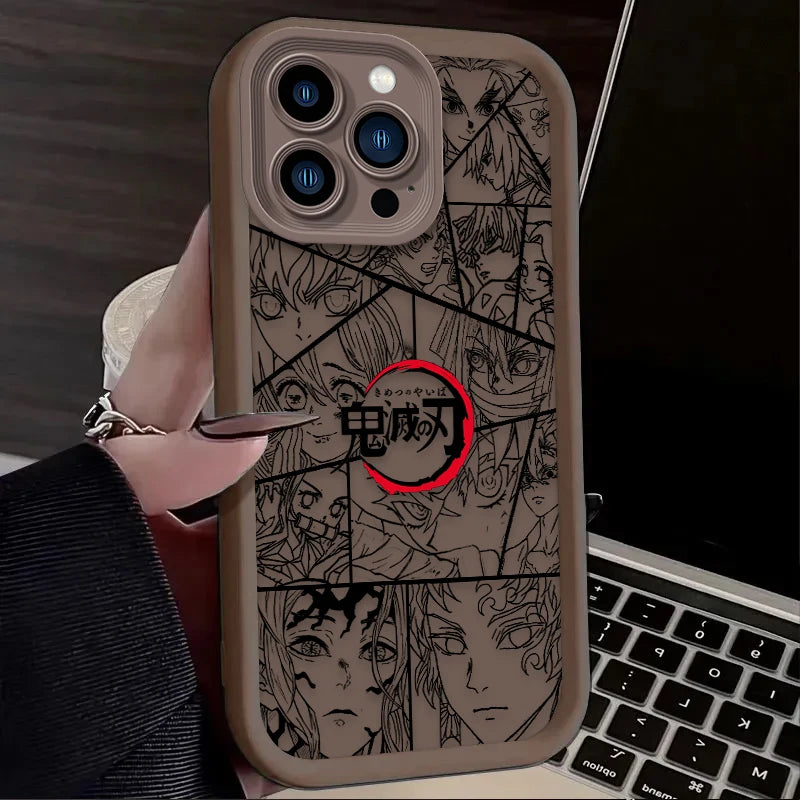 Demon Slayer Anime Line Art Cool Soft Phone Case for IPhone 17 Air 16 16E 15 14 13 12 11 Pro Max X XS X S Max XR SE 2020 SE4 7 8