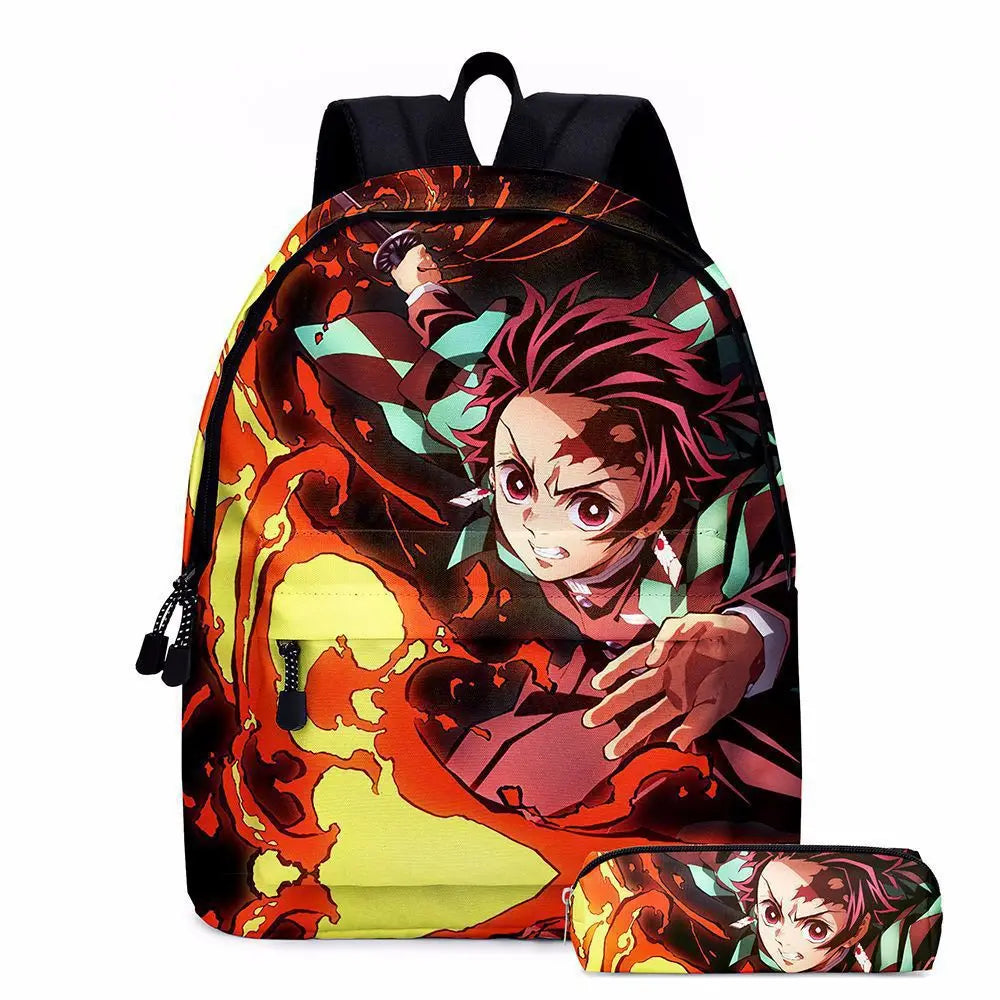 Anime Demon Slayer Series Tanjirou Nezuko Zenitsu Kochou Shinobu Backpack School Bag School Bag Student Pen Case Set Cute Gift