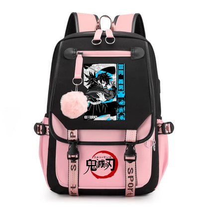 Demon Slayer Anime Print Backpack for Girls Casual School Bookbag Lightweight Teen Travel Rucksack