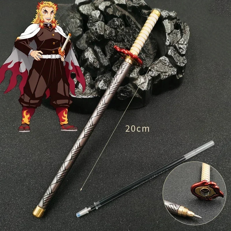 New 17 Styles Japan Anime Demon Slayer Model Gel Pen 0.5mm Black Refill Cosplay Prop Kid Student Gift SlayerWeapon Sword