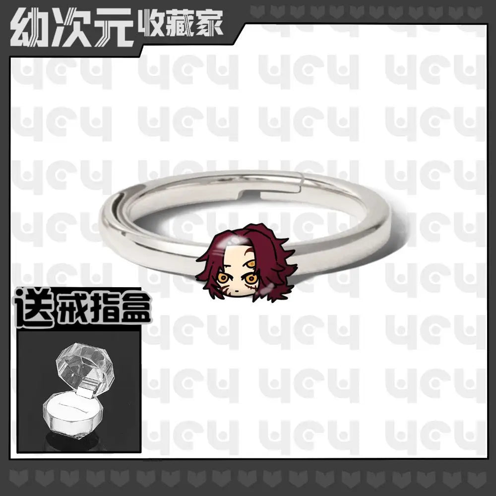 Demon Slayer Douma Tokitou Muichirou Tomioka Giyuu 2D Ring Fashion Personalized Cosplay Accessories Anime Original Niche Gift