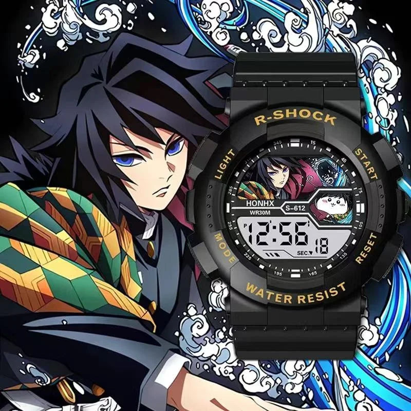 Anime Demon Slayer Sports Watches Tomioka Giyuu Kochou Shinobu Tokitou Muichirou Multifunction Waterproof Noctilucent Wristwatch