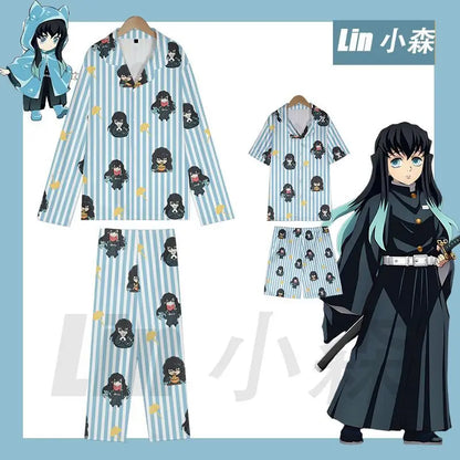 Anime Cosplay Homewear Demon Slayer Agatsuma Zenitsu Cute Pajama Set Demon Girl Pink Pattern Nightwear Loungewear Holiday Gift