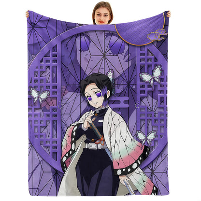 1PC D-Demon Slayer Lightweight Microfiber Soft Christmas Fleece Blanket Warm Cozy Throw for Bed Sofa Office Travel All Season