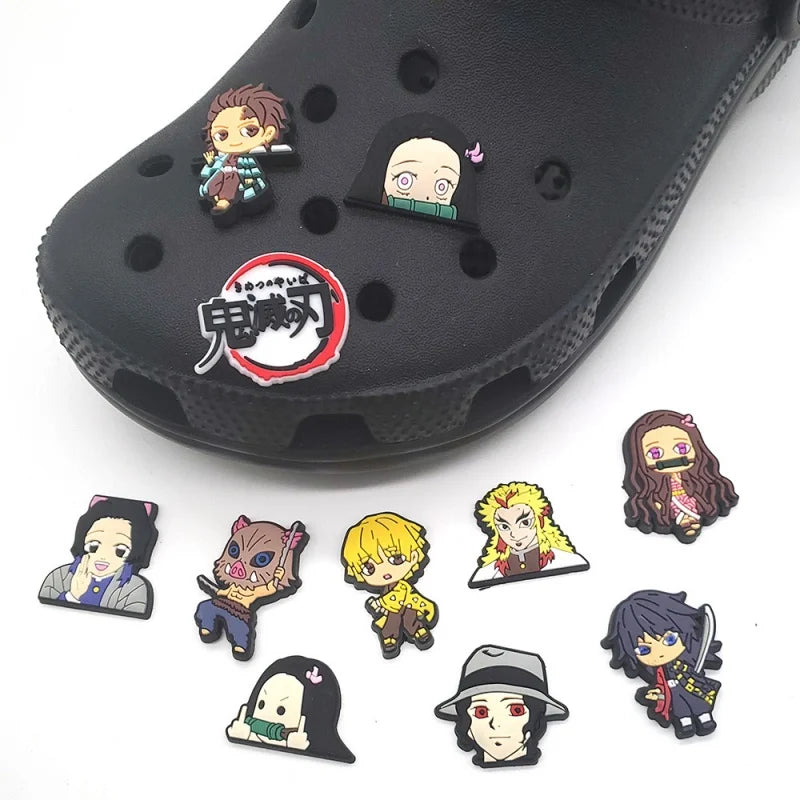Cartoon Cute 11Pcs Demon Slayer Collection Charms Diy Decorations Decorations Sandal Decorate for Crocs Party Gift