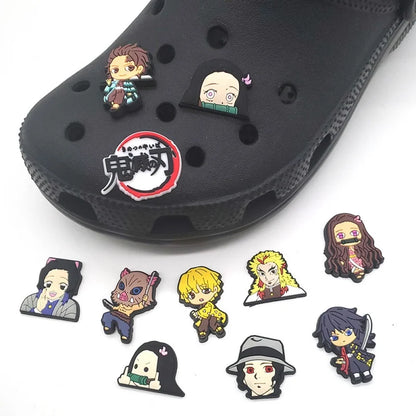 Cartoon Cute 11Pcs Demon Slayer Collection Charms Diy Decorations Decorations Sandal Decorate for Crocs Party Gift