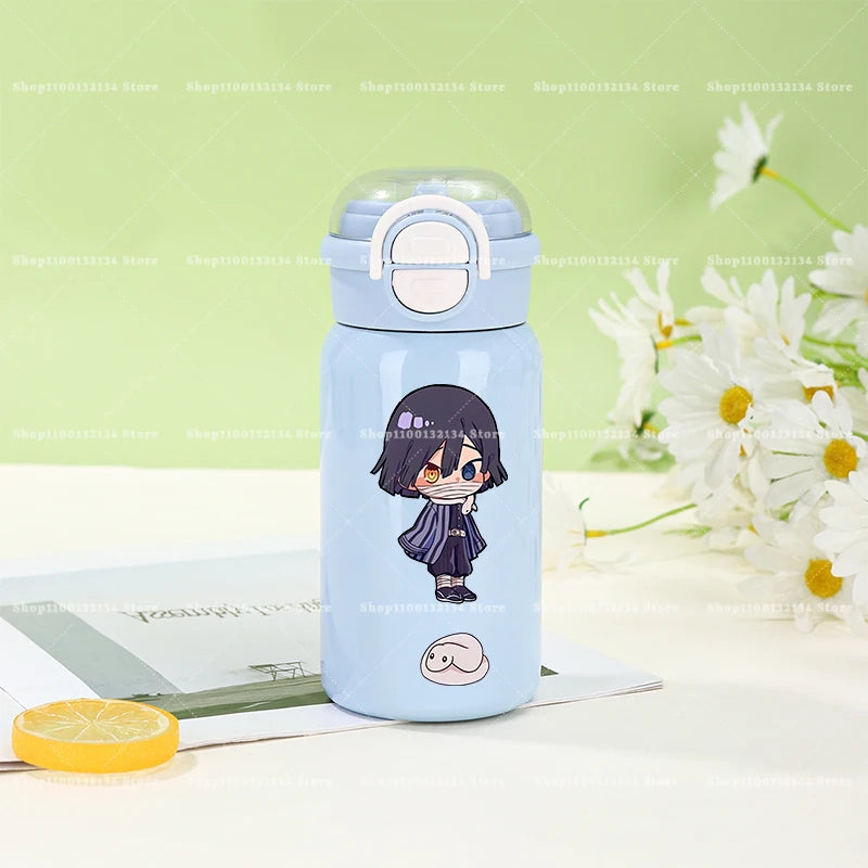500ml Demon Slayer Thermos Cup 316 Stainless Steel Insulated Cup Girl Boy Anime Portable Straw Water Bottles Kid Travel Cup Gift