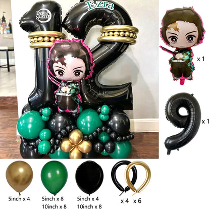 Premium Demon Slayer Theme Balloon Arch Garland Kit Anime Balloon Chain Set Birthday Party Baby Shower Decor