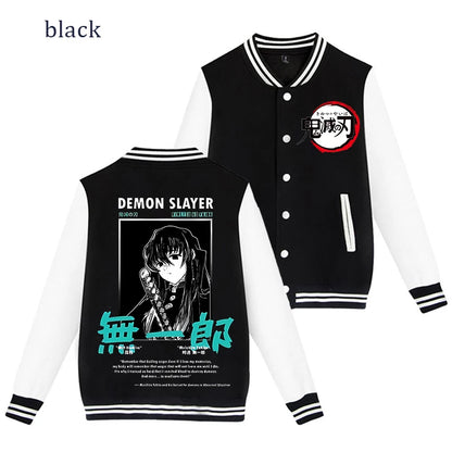 Demon Slayer Baseball Jacket Autumn Winter Jacket Coat Man Woman Giyu Tomioka Muichiro Tokito Anime Clothing Adult Harajuku Coat
