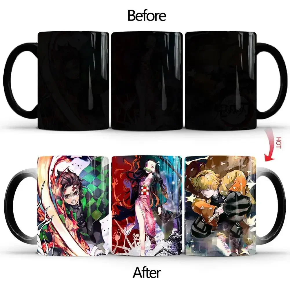Demon Slayer Discoloration Mug Kimetsu No Yaiba Color Changing Cup Anime Ceramic Coffee Cup Heat Sensitive Milk Tea Mugs Novelty