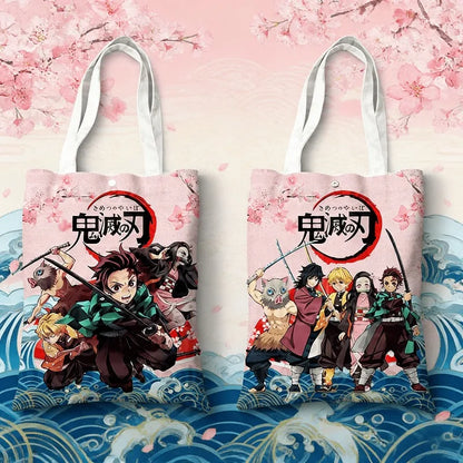 Canvas Bags Handbag For Women Shopper Cute Cartoon Figure Kochou Shinob Printing Tote Bag Japanese Style Cartoon Small Shoulder