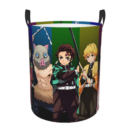Tanjiro Kamado Demon Slayer Nezuko Kamado Laundry Basket Zenitsu Agatsuma Clothes Hamper for Household Clothes Storage Bag