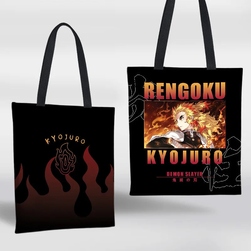 Demon Slayer Mini Shoulder Bag Tanjirou Nezuko Tote Bag Anime Canvas Backpack for Travel Hand-Painted Tote Bag Simple Style Gift