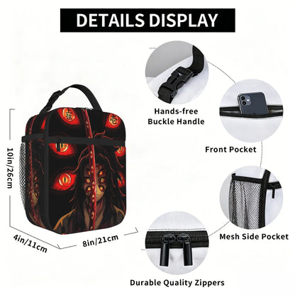 1 Piece Portable Lunch Container Upper Moon One  Zipper Closure Durable Pocket Demon Slayer  For Lunch Lunch Box Bag