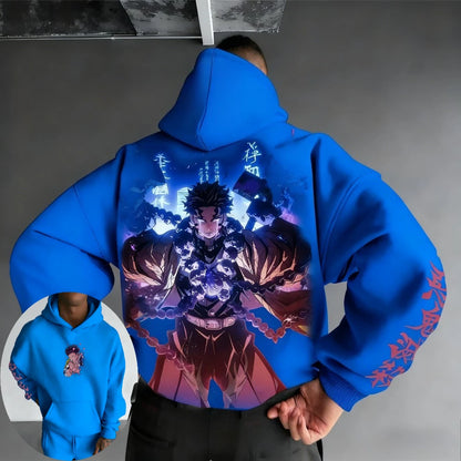 Demon Slayer Men's Hoodie Sweatshirt Gyomei Himejima Anime Spring Autumn Winter Boy Harajuku Long-sleeved Parent-child Outfit
