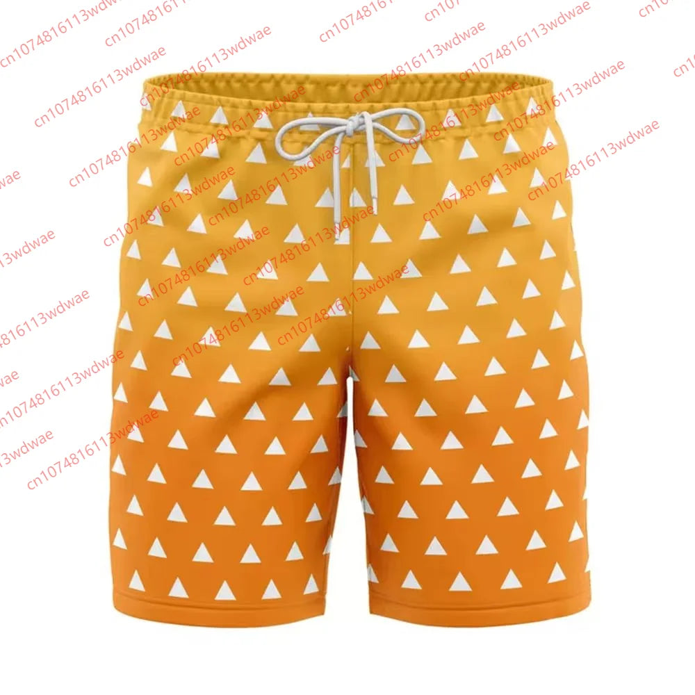 2026 Ghost Slayer Blade Shorts Men Demon Slayer Inspired Boardshorts Summer Beach Trunks Japanese Cosplay Bathing Suit Kid Short