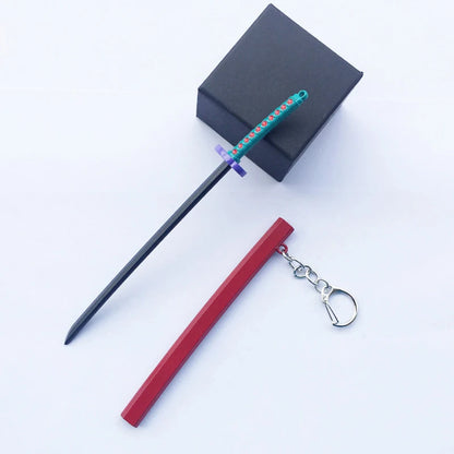 17cm Demon Slayer Keychain Nichirin Blade Model Anime Backpack Pendant Key Ring Tanjirou Zenitsu Creative Collectible Toy Gift