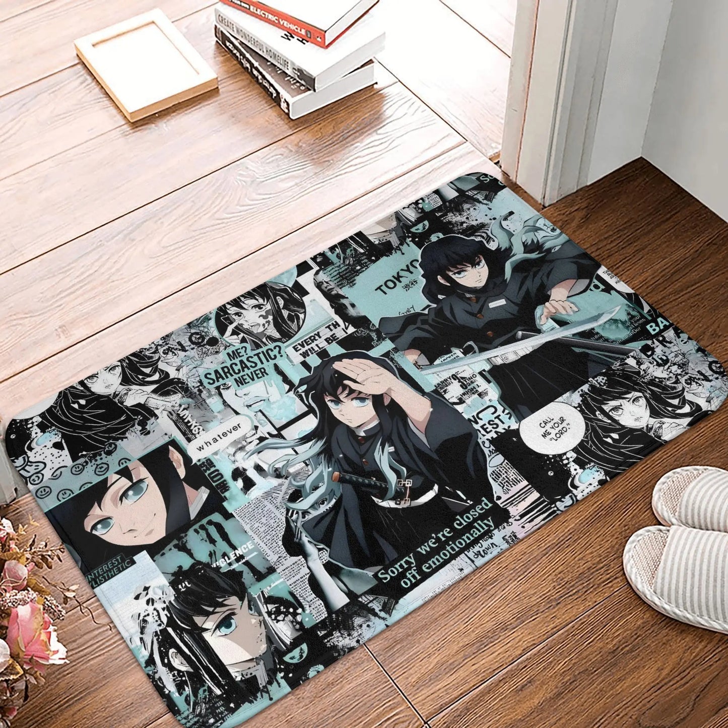 Demon Slayer Doormat Mat Anti-Slip Anime Giyu Tomioka Kitchen Bathroom Living Room Rug Carpet 40*60cm