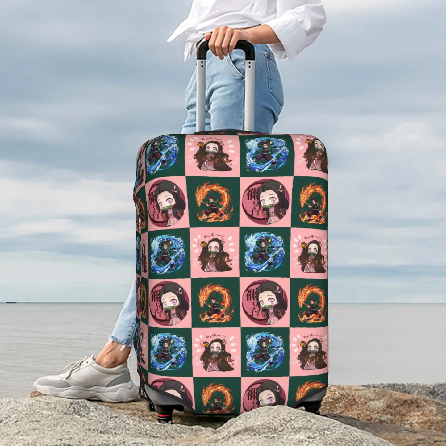 Manga Demon Slayer Luggage Cover Elastic Kimetsu No Yaiba Travel Suitcase Protective Covers Suit For 18-32 inch