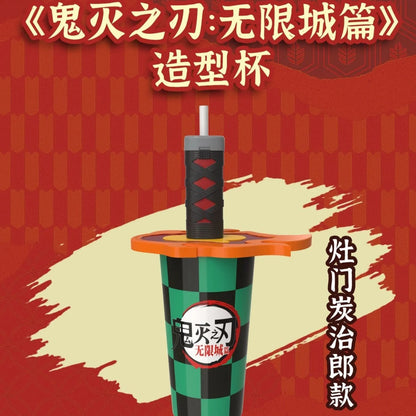 Original 32oz Demon Slayer Straw Cup Popcorn Bucket Demon Slayer Kamado Tanjirou Tomioka Giyuu Anime Peripheral Gifts Cup