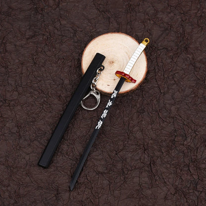 17cm Demon Slayer Keychain Nichirin Blade Model Anime Backpack Pendant Key Ring Tanjirou Zenitsu Creative Collectible Toy Gift