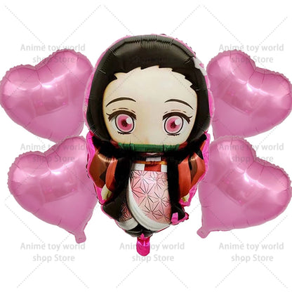 Demon Slayer Boy Foil Balloon Party Decoration Anime Cartoon Figure Decorative Ballons Photo Props Ornaments Toy Birthday Gift
