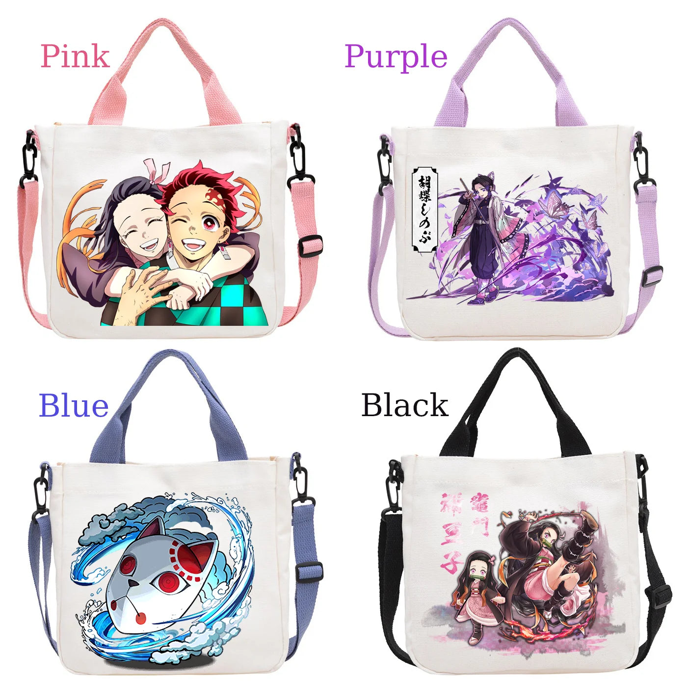Demon Slayer Kamado Nezuko Tanjirou Anime Cartoon Crossbody Bag Commuting Shoulder Bag Canvas Tote Bags Handbag Birthday Gift