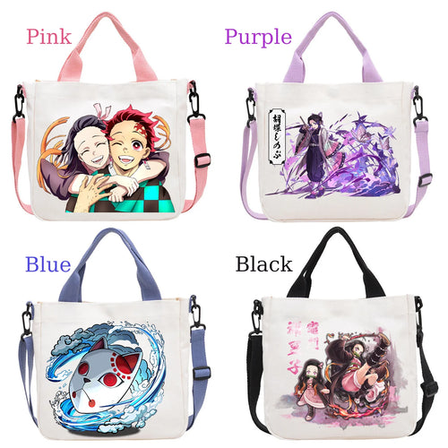 Demon Slayer Kamado Nezuko Tanjirou Anime Cartoon Crossbody Bag Commuting Shoulder Bag Canvas Tote Bags Handbag Birthday Gift