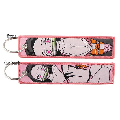Anime Demon Slayer Blade Weaving Mark Keychain Trendy Fashion Hanging Rope Devil Access Control Pendant Office ID Pendant Gift