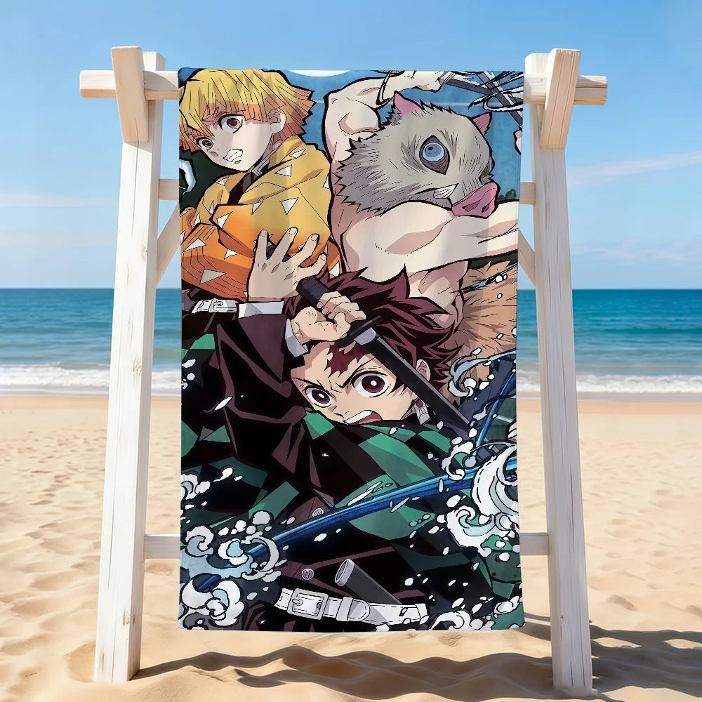Anime D-Demon S-Slayer  Towel Drying Bath Towel Applicable To Light Swimming Camping Yoga Beach Out
