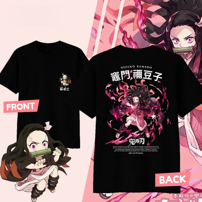 Demon Slayer Kamado Nezuko Pure Cotton T-shirt for 2026 Summer Kids/Men's/Women's Fashion Casual Cosplay Short Sleeved T-shirt