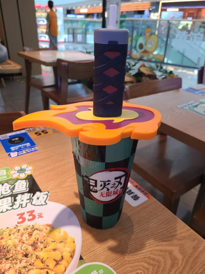 Original 32oz Demon Slayer Straw Cup Popcorn Bucket Demon Slayer Kamado Tanjirou Tomioka Giyuu Anime Peripheral Gifts Cup
